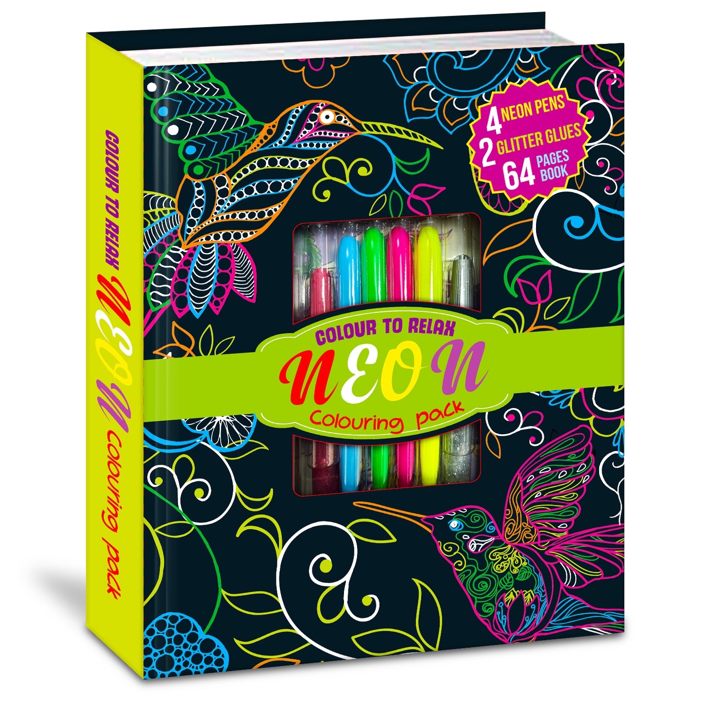 Neon Colouring Pack | Neon Coloring & Creative Activity Kit for Kids | Bright Art & Learning Kit