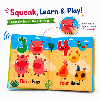 Fun With Numbers Cloth Book - Squeaky toy feature