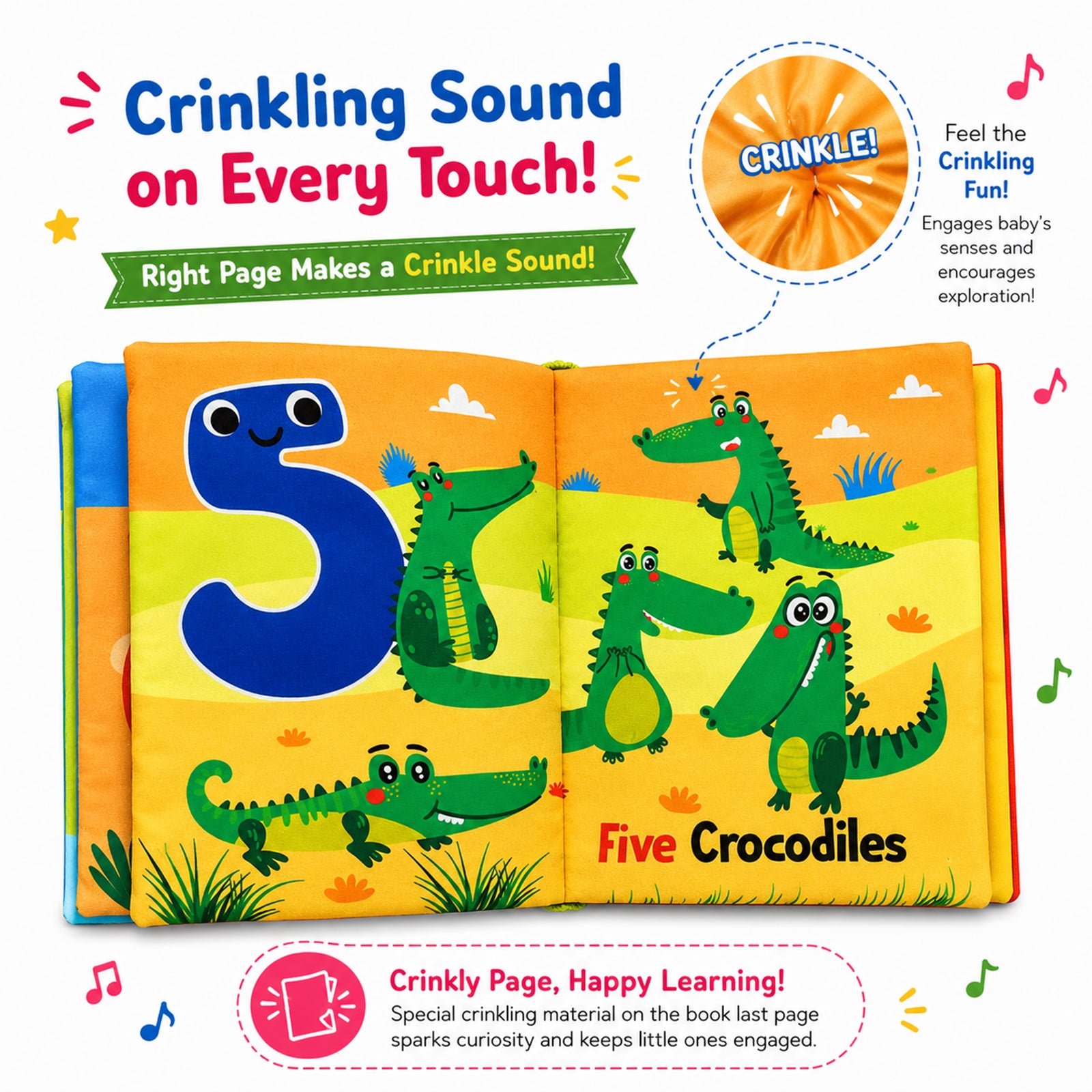 Fun With Numbers Cloth Book - Crinkling sound feature