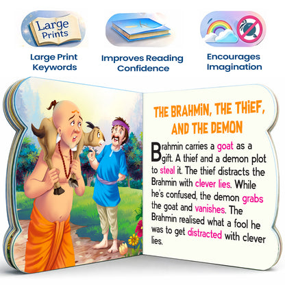 5-in-1 Panchatantra Tales - Interior spread The Brahmin, The Thief and The Demon story with features