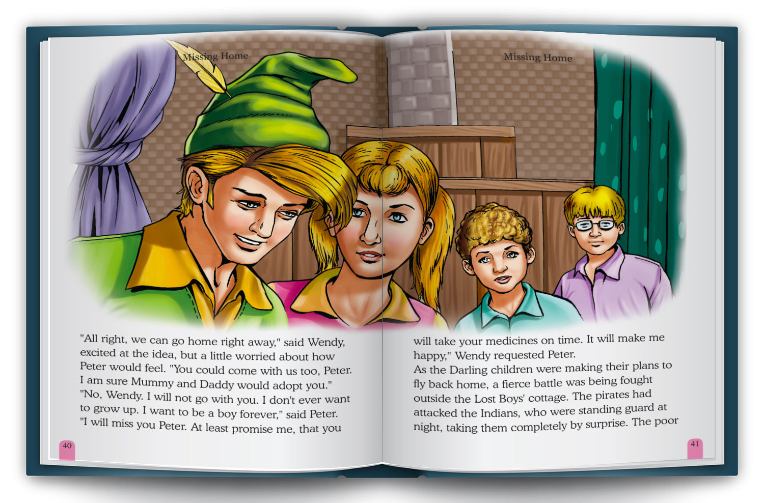 Peter Pan - Interior spread: Darling Family Reunites