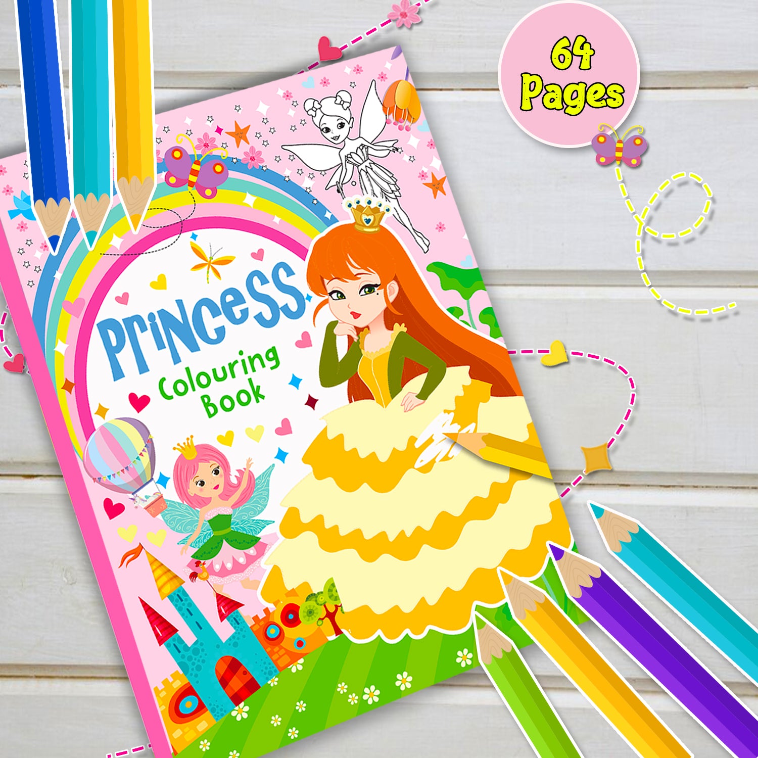 Princess Colouring Book Pink - Dimensions 21x28 cm