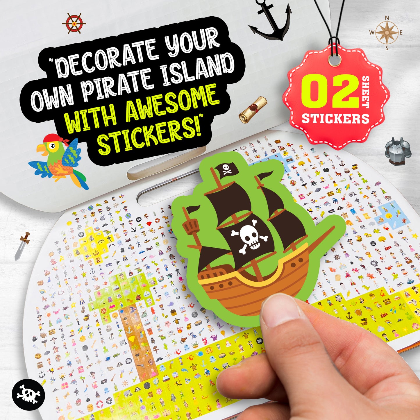 Amazing 1500+ Stickers & Activity – Pirates | Mega Sticker Activity Book for Kids | Creative Play & Fun Learning