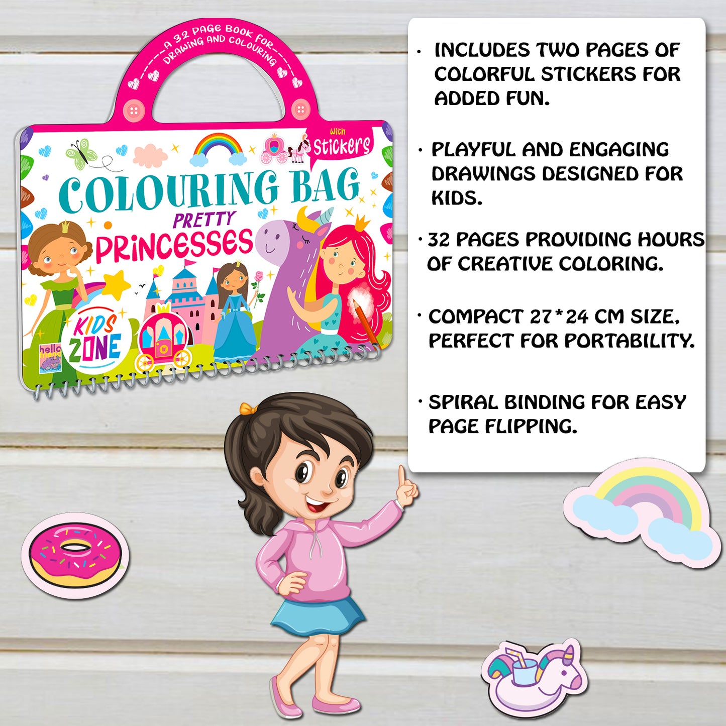 Pretty Princess Colouring Book | Princess Coloring Book for Kids | Creative Coloring & Learning Book