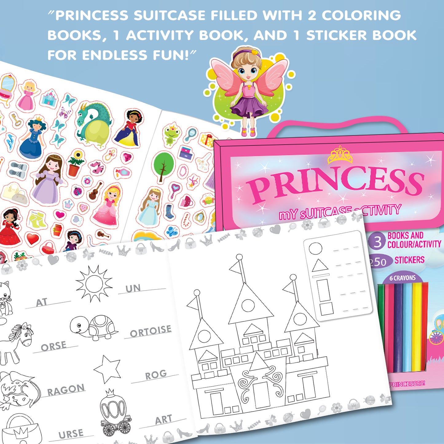 Princess – My Suitcase Activity | Princess Coloring & Activity Suitcase for Kids | Creative Learning Fun Set