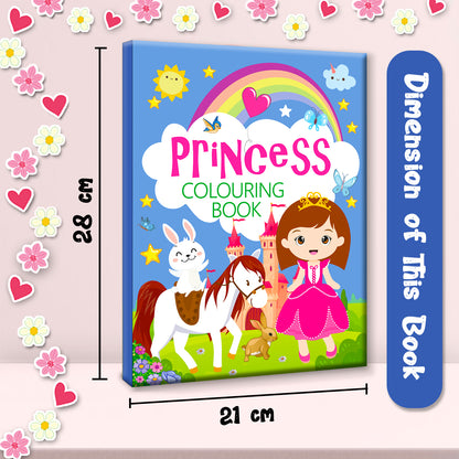 Princess Colouring Book Blue - Dimensions 21x28 cm with floral border