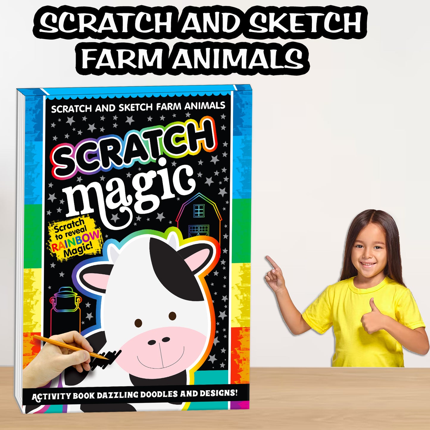 Scratch Magic – Farm Animals | Scratch & Reveal Activity Book for Kids | Farm Animal Art & Creative Fun