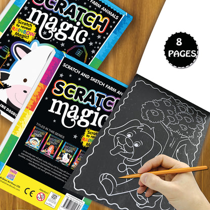 Scratch Magic – Farm Animals | Scratch & Reveal Activity Book for Kids | Farm Animal Art & Creative Fun