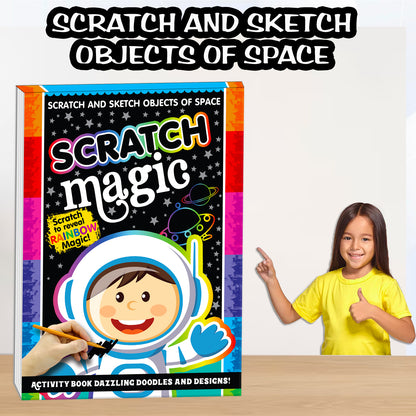 Scratch Magic – Objects of Space | Scratch & Reveal Activity Book for Kids | Space Scratch Art & Creative Fun