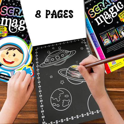 Scratch Magic – Objects of Space | Scratch & Reveal Activity Book for Kids | Space Scratch Art & Creative Fun