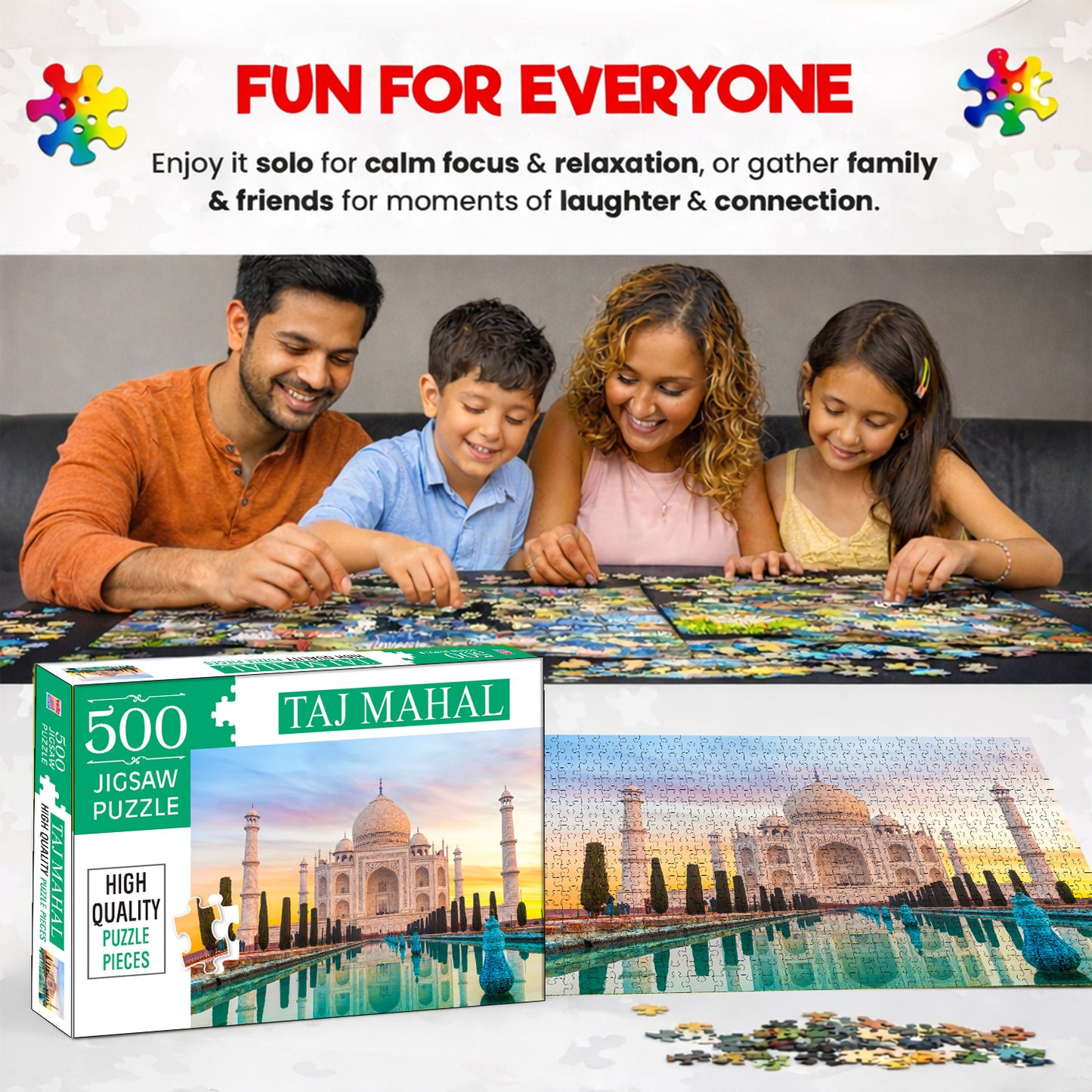 Taj Mahal Jigsaw Puzzle - Box & Puzzle Dimensions