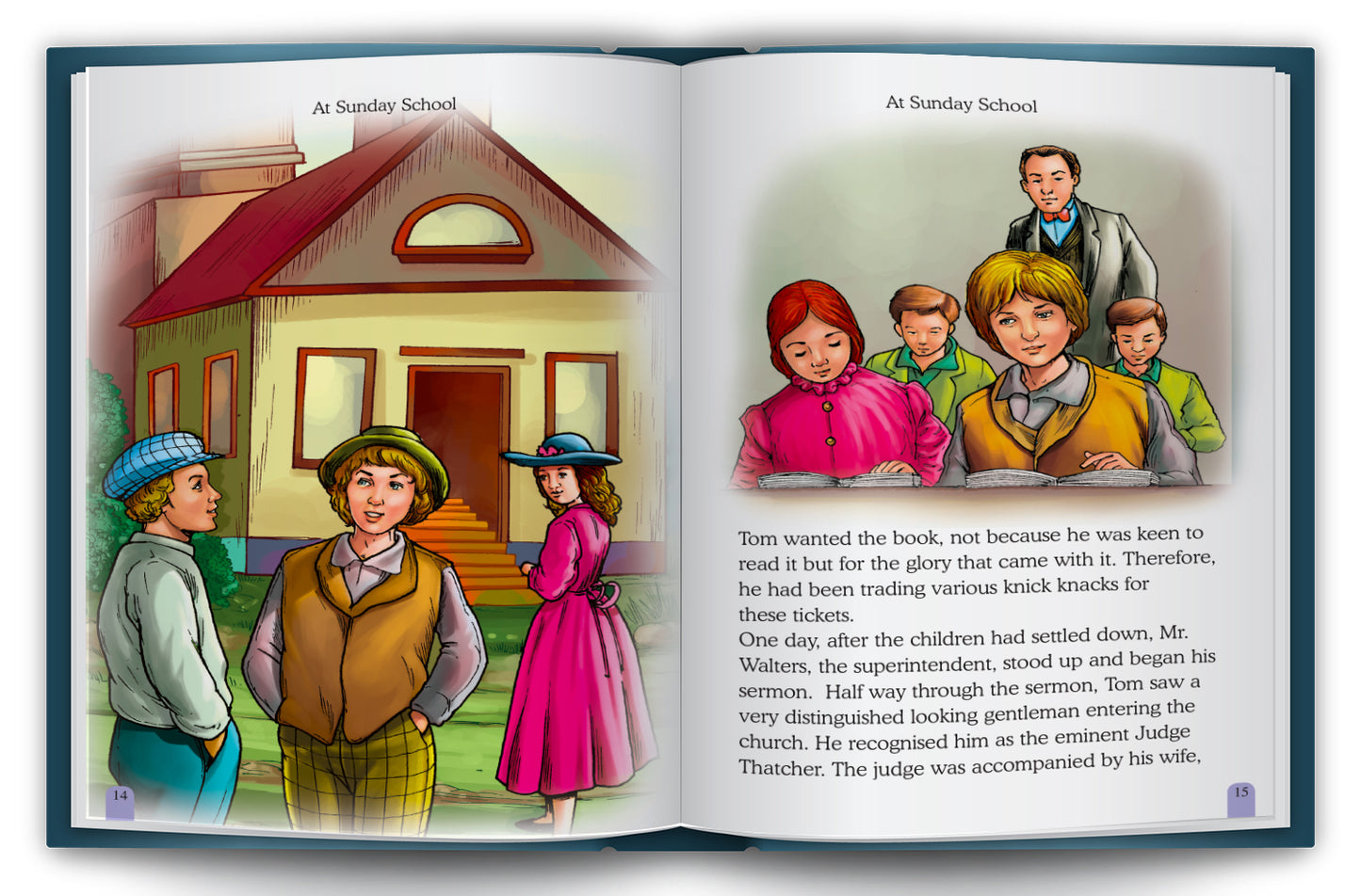 The Adventures of Tom Sawyer - Interior spread: Murder in the Graveyard