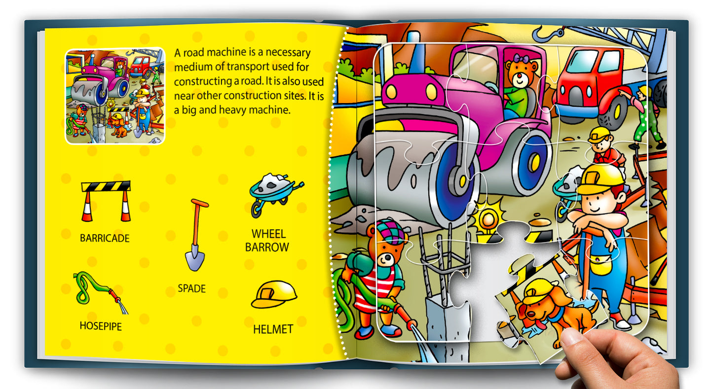 Transiting Transport Puzzle Board Book 3D box view showing padded hardbound cover