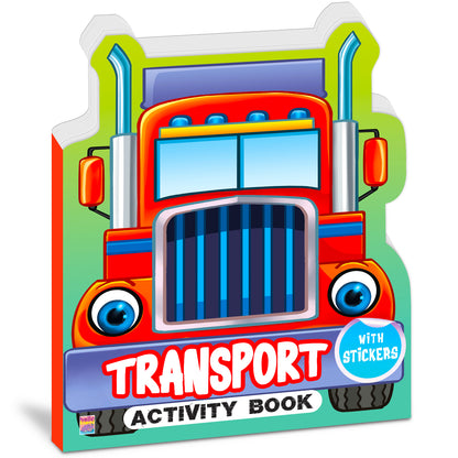 Die-Cut Transport Activity Book | Vehicle Sticker Activity Book for Kids | Creative Learning & Play Book