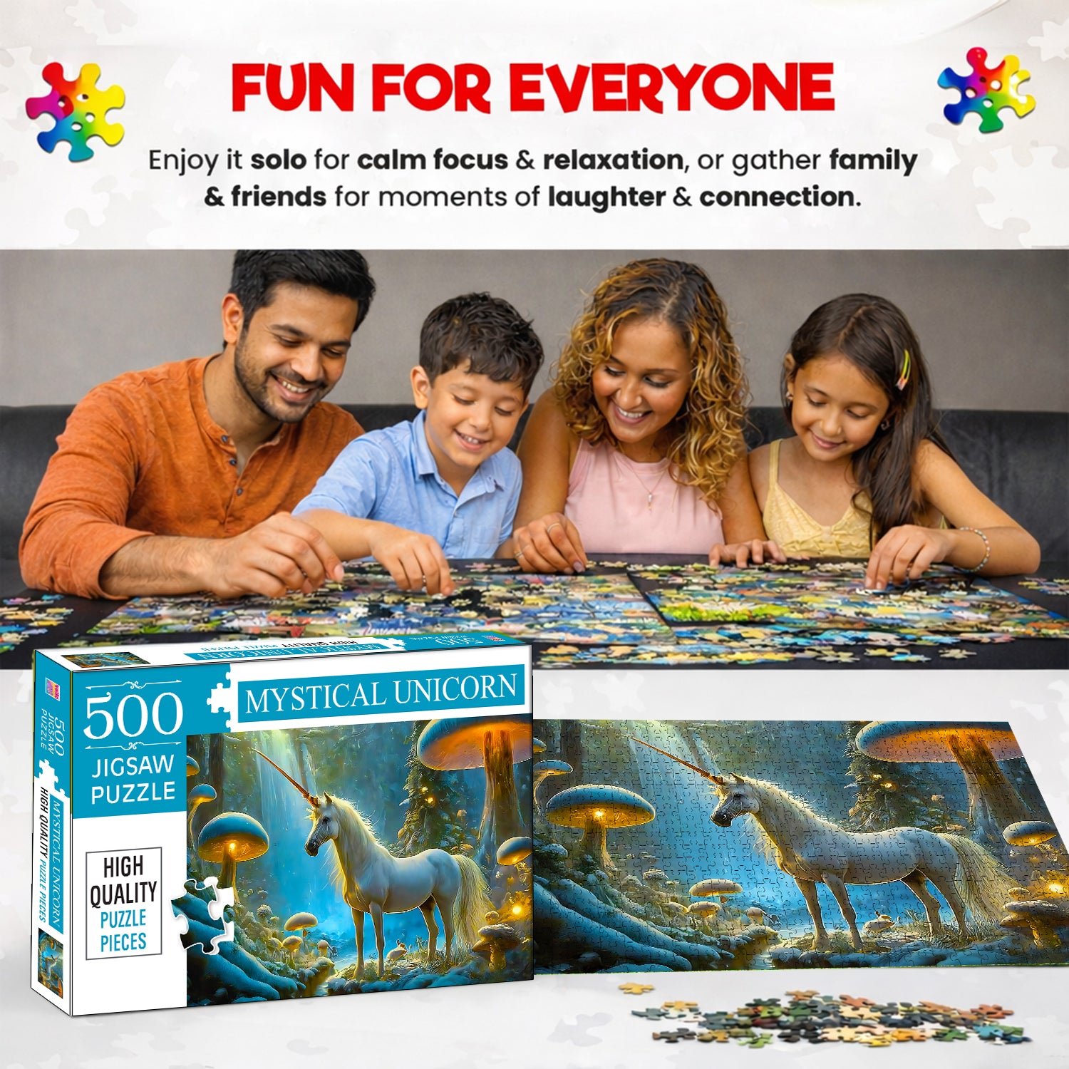 Mystical Unicorn Jigsaw Puzzle - Box & Puzzle Dimensions