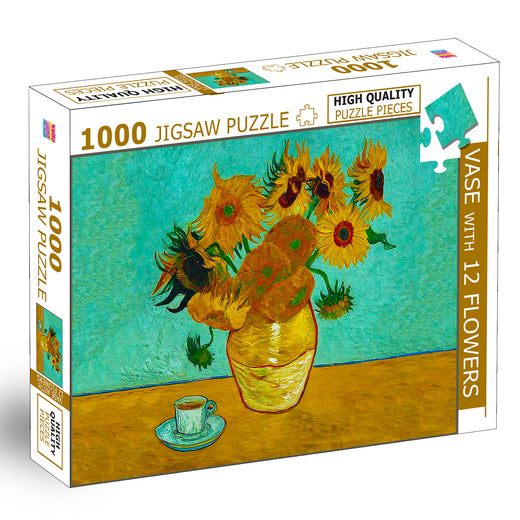 Vase with 12 Flowers Jigsaw Puzzle | 1000 Piece Educational Puzzle for Kids & Adults | Floral Brain Boosting Puzzle