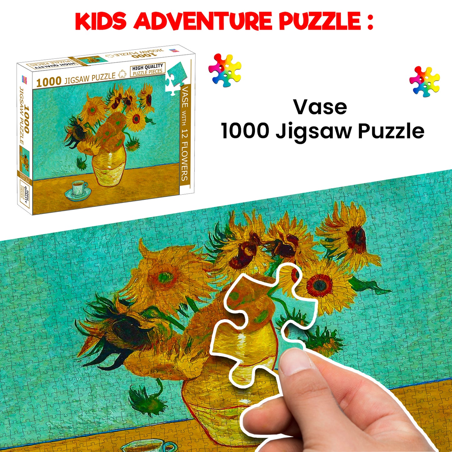 Vase with 12 Flowers Jigsaw Puzzle - Lifestyle with kids