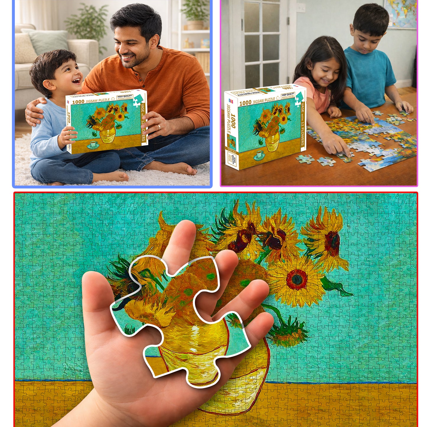 Vase with 12 Flowers Jigsaw Puzzle - Average piece size 7x5cm, 1.75mm thick