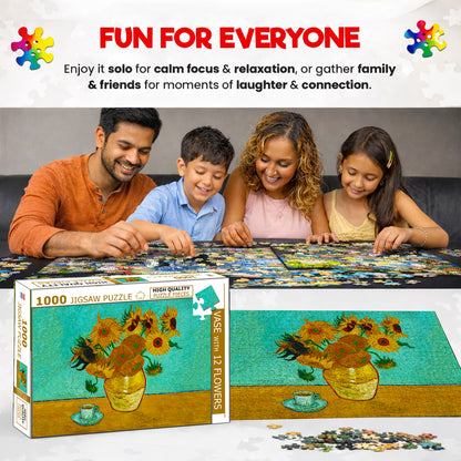 Vase with 12 Flowers Jigsaw Puzzle - Completed puzzle dimensions