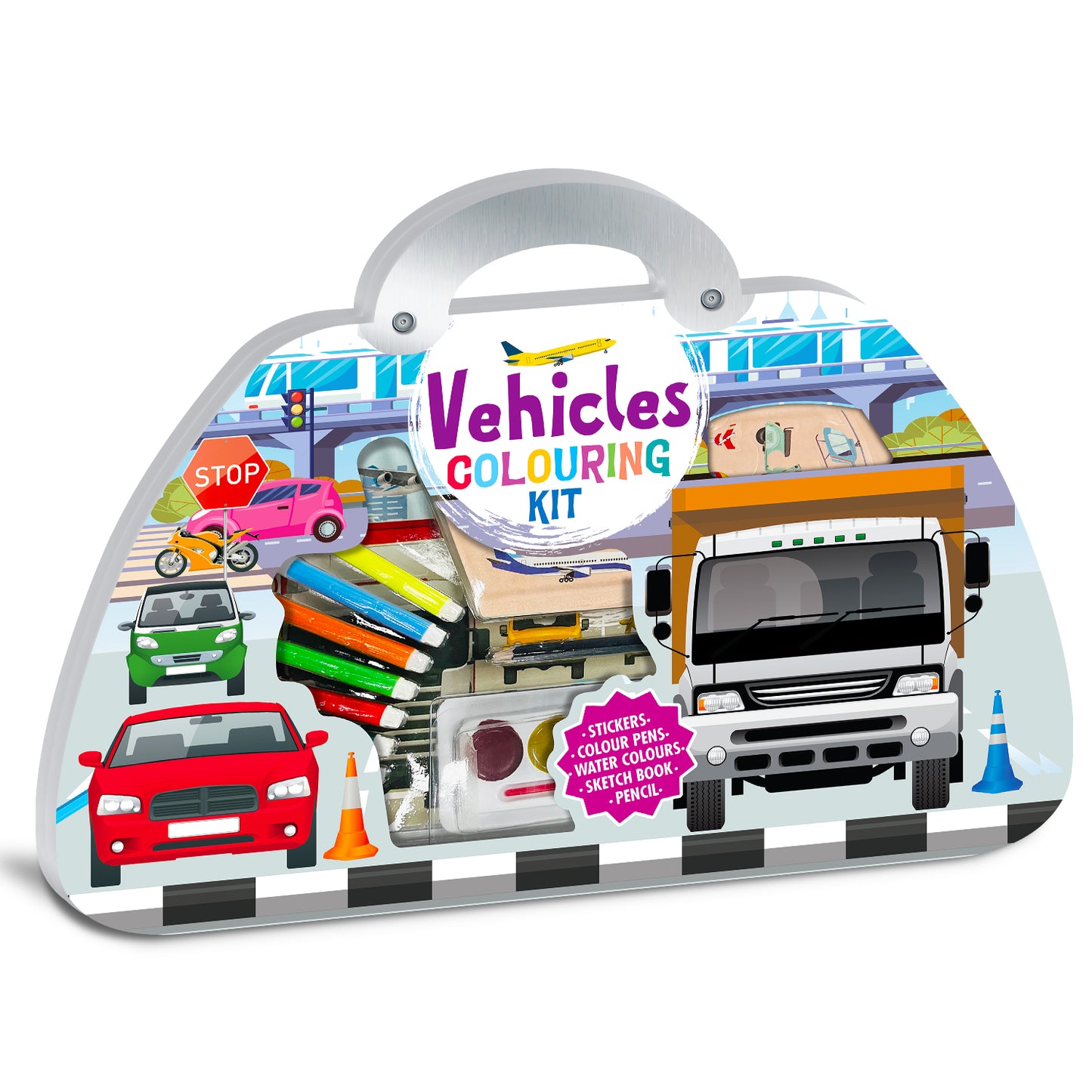 Vehicle Colouring Kit | Vehicle Coloring & Creative Activity Kit for Kids | Fun Transport Art & Learning Kit