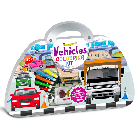 Vehicle Colouring Kit | Vehicle Coloring & Creative Activity Kit for Kids | Fun Transport Art & Learning Kit