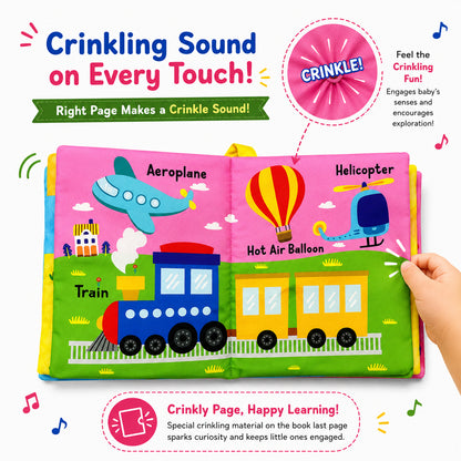 Vehicles Cloth Book - Crinkling sound feature