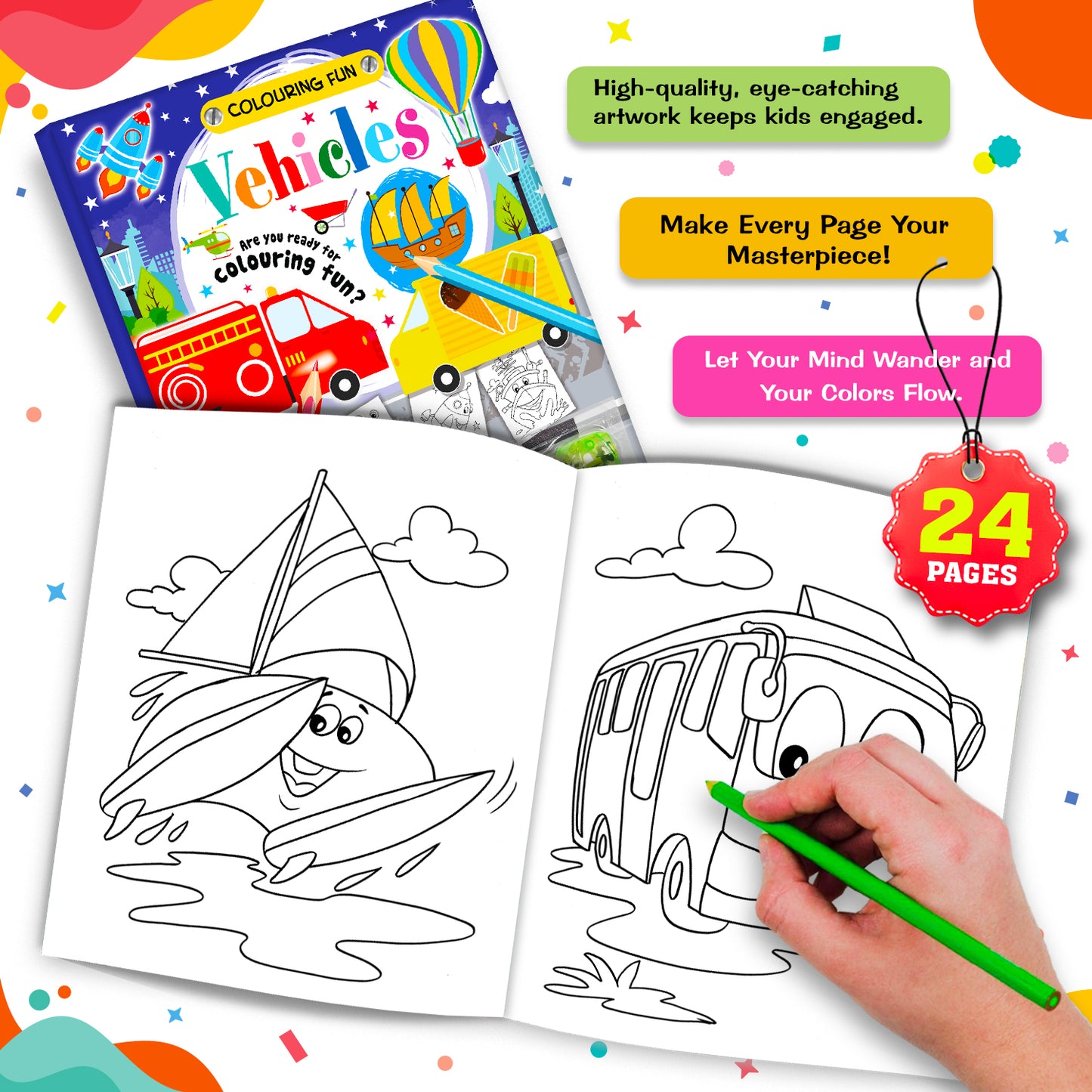 Colouring Fun Vehicles - Coloring Activity Book for Creative Kids