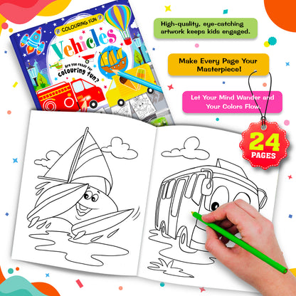 Colouring Fun Vehicles - Coloring Activity Book for Creative Kids
