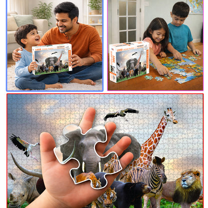 Wild Animals Jigsaw Puzzle | 1000 Piece Educational Puzzle for Kids & Adults | Brain Boosting Puzzle Game