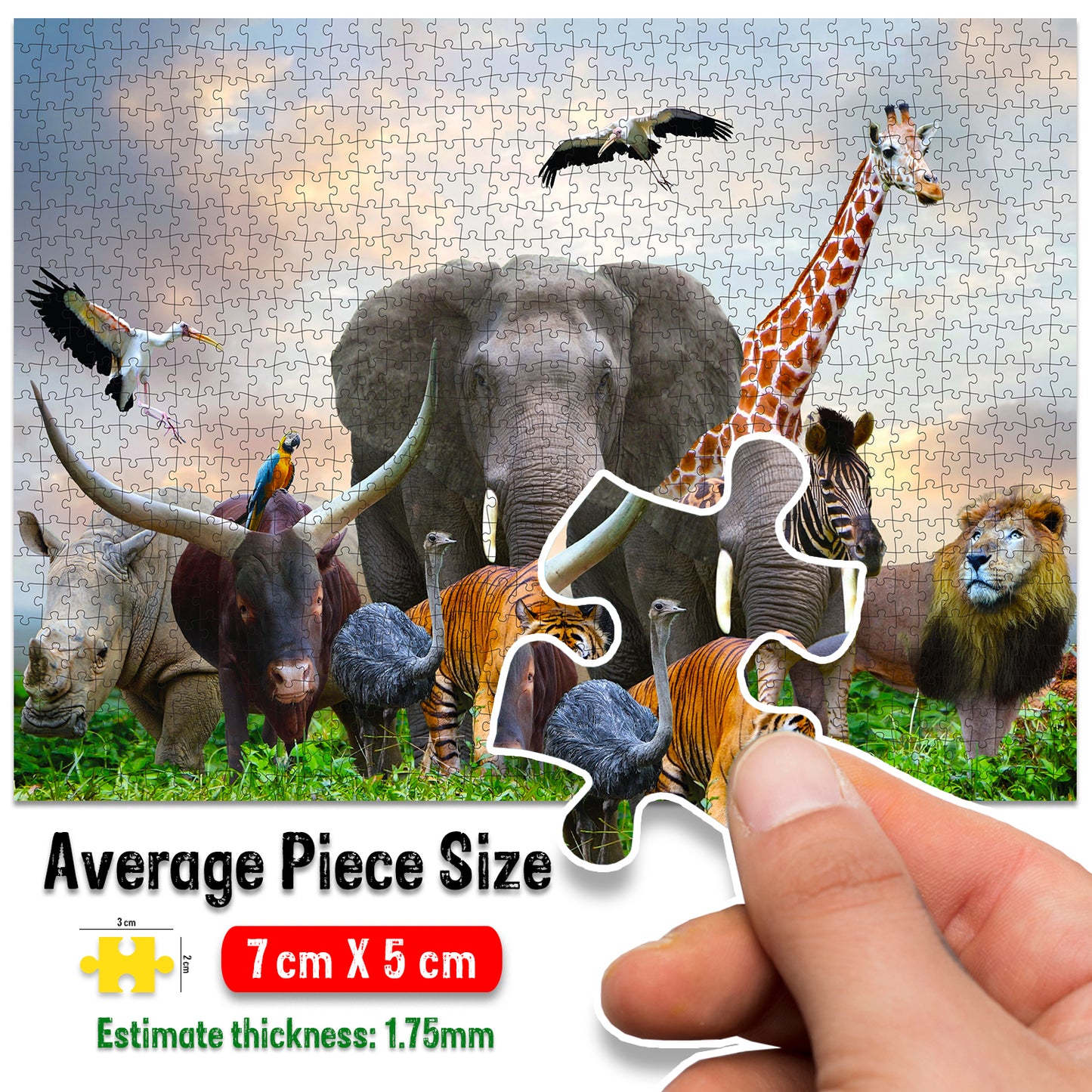 Wild Animals Jigsaw Puzzle | 1000 Piece Educational Puzzle for Kids & Adults | Brain Boosting Puzzle Game