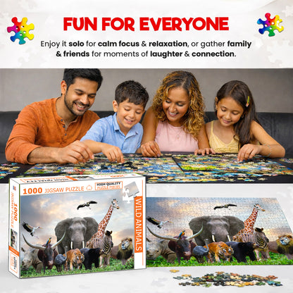 Wild Animals Jigsaw Puzzle | 1000 Piece Educational Puzzle for Kids & Adults | Brain Boosting Puzzle Game