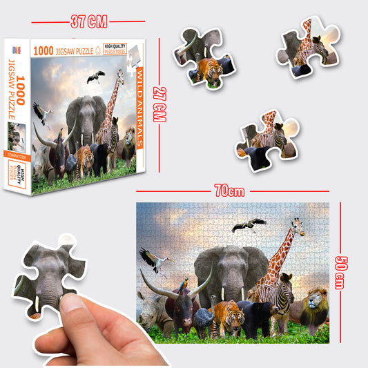 Wild Animals Jigsaw Puzzle | 1000 Piece Educational Puzzle for Kids & Adults | Brain Boosting Puzzle Game