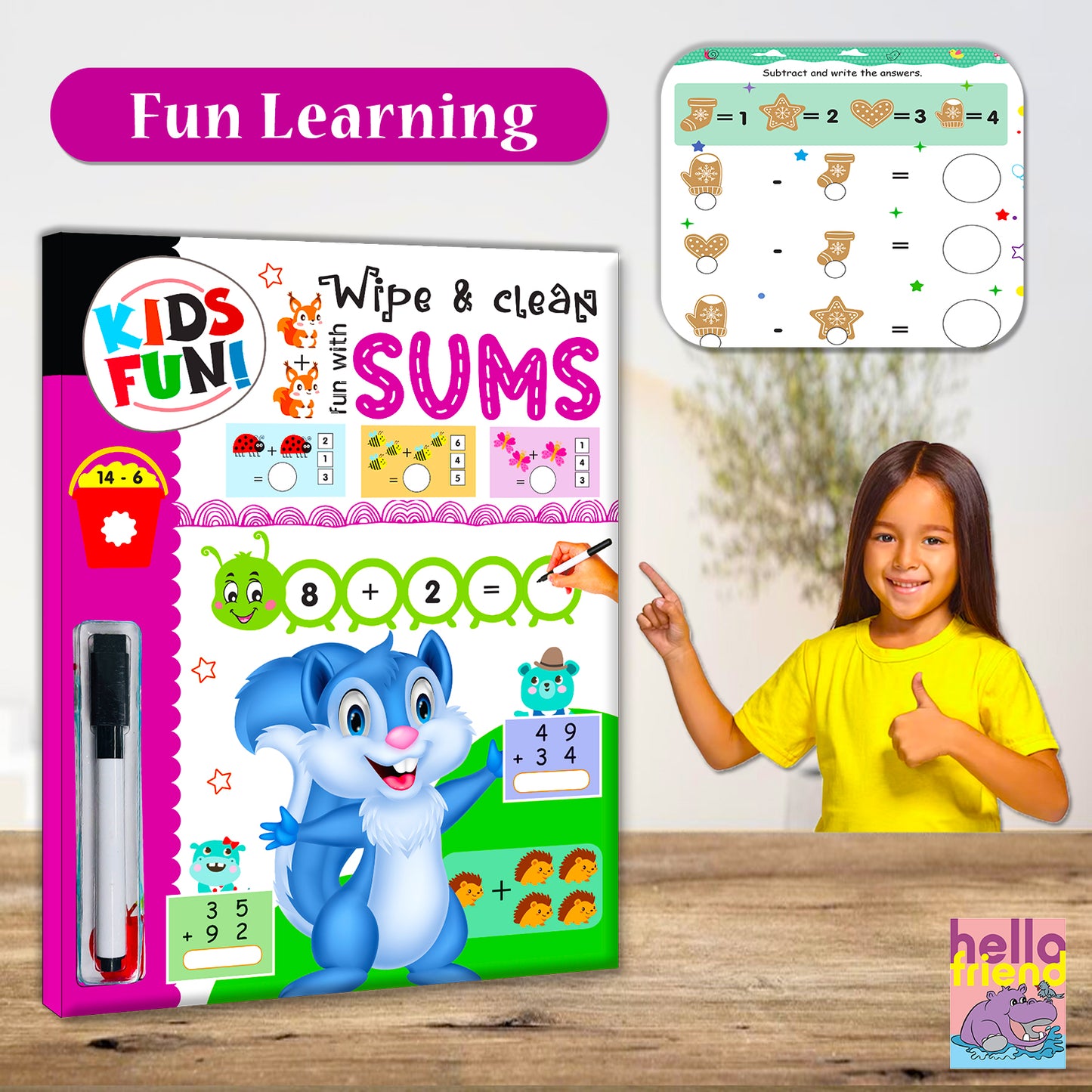 Wipe & Clean Fun with Sums - Front cover with squirrel