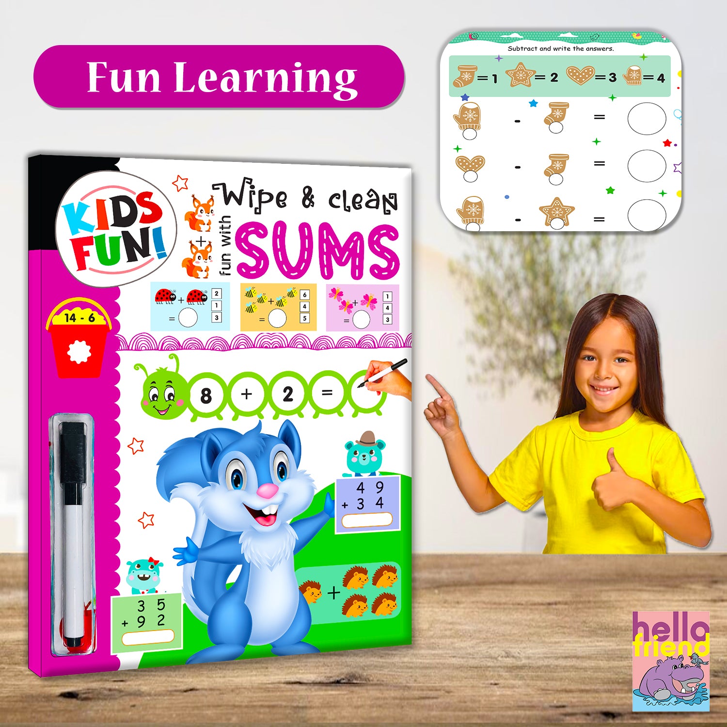 Wipe & Clean Fun with Sums - Front cover with squirrel