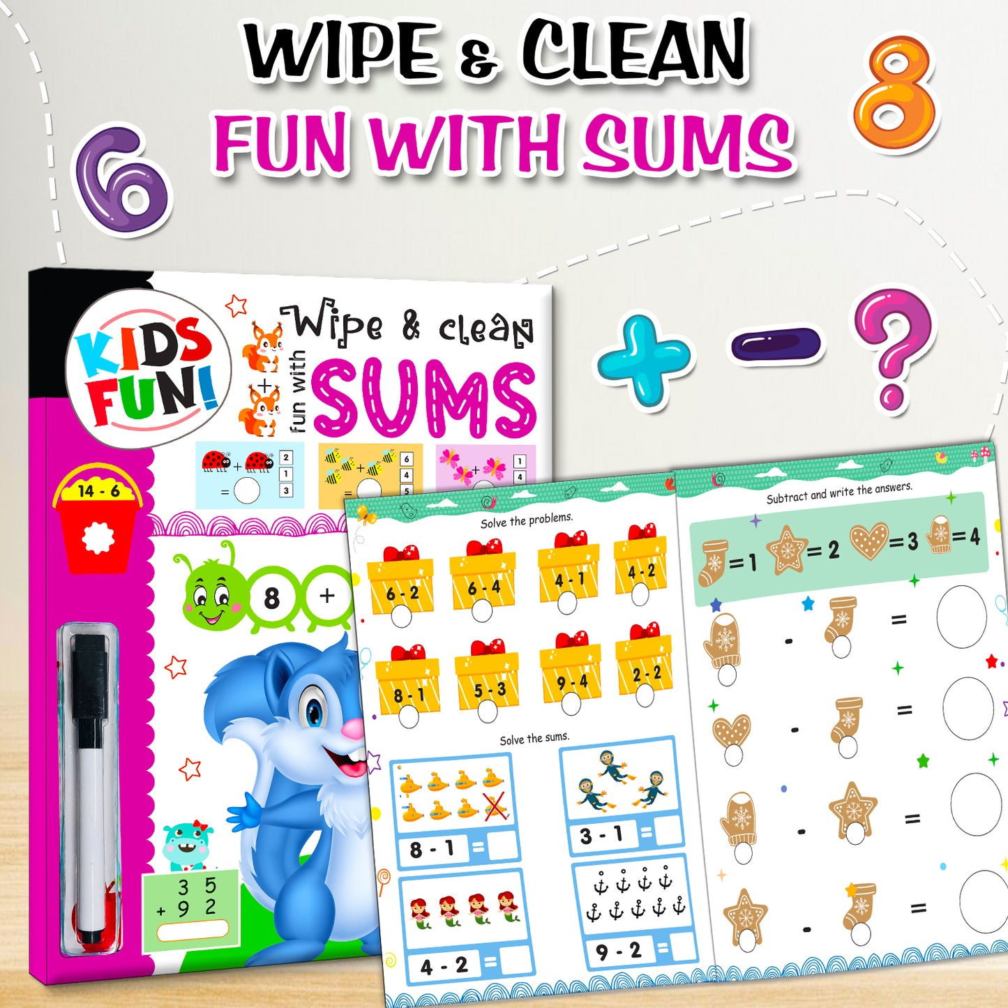 Wipe & Clean Fun with Sums - Interior pages spread addition sums