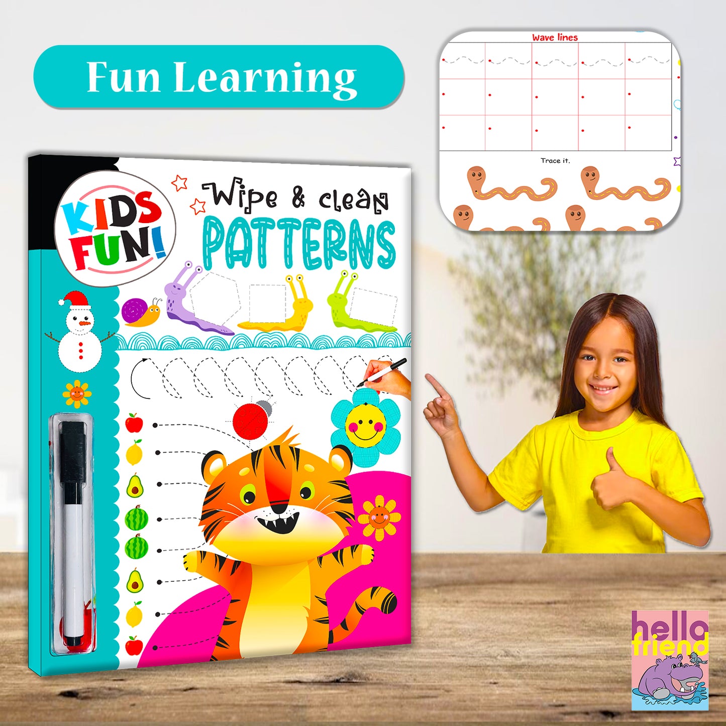 Wipe & Clean Patterns - Front cover with tiger