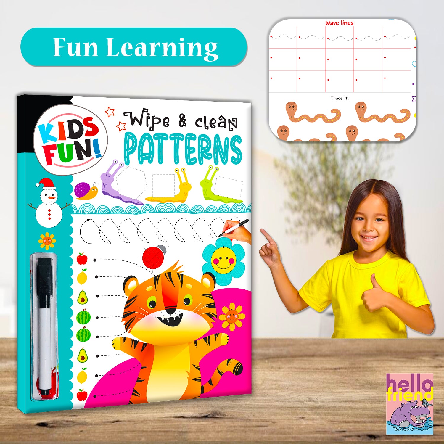 Wipe & Clean Patterns - Front cover with tiger