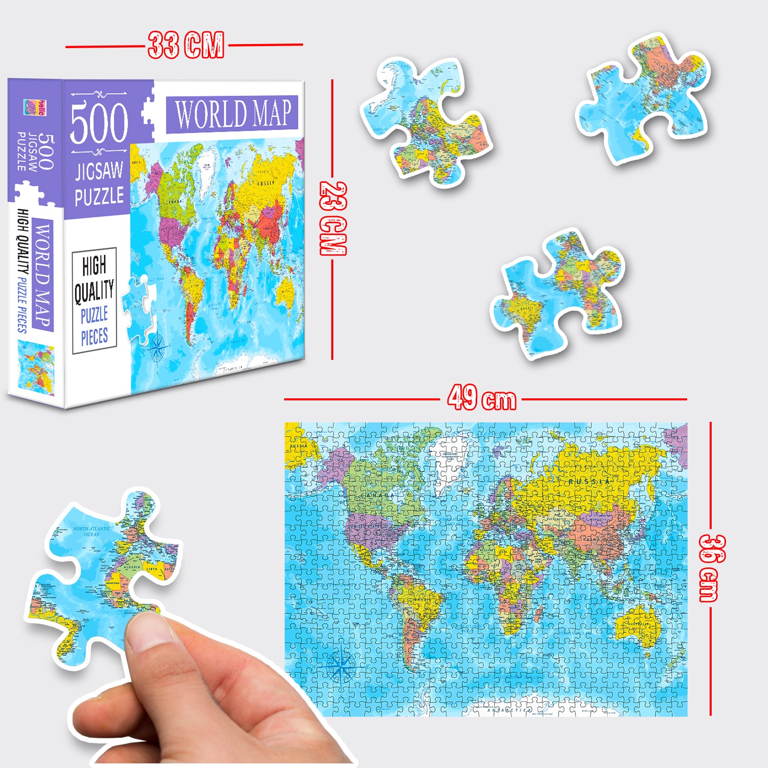 World Map Jigsaw Puzzle - Completed Puzzle View