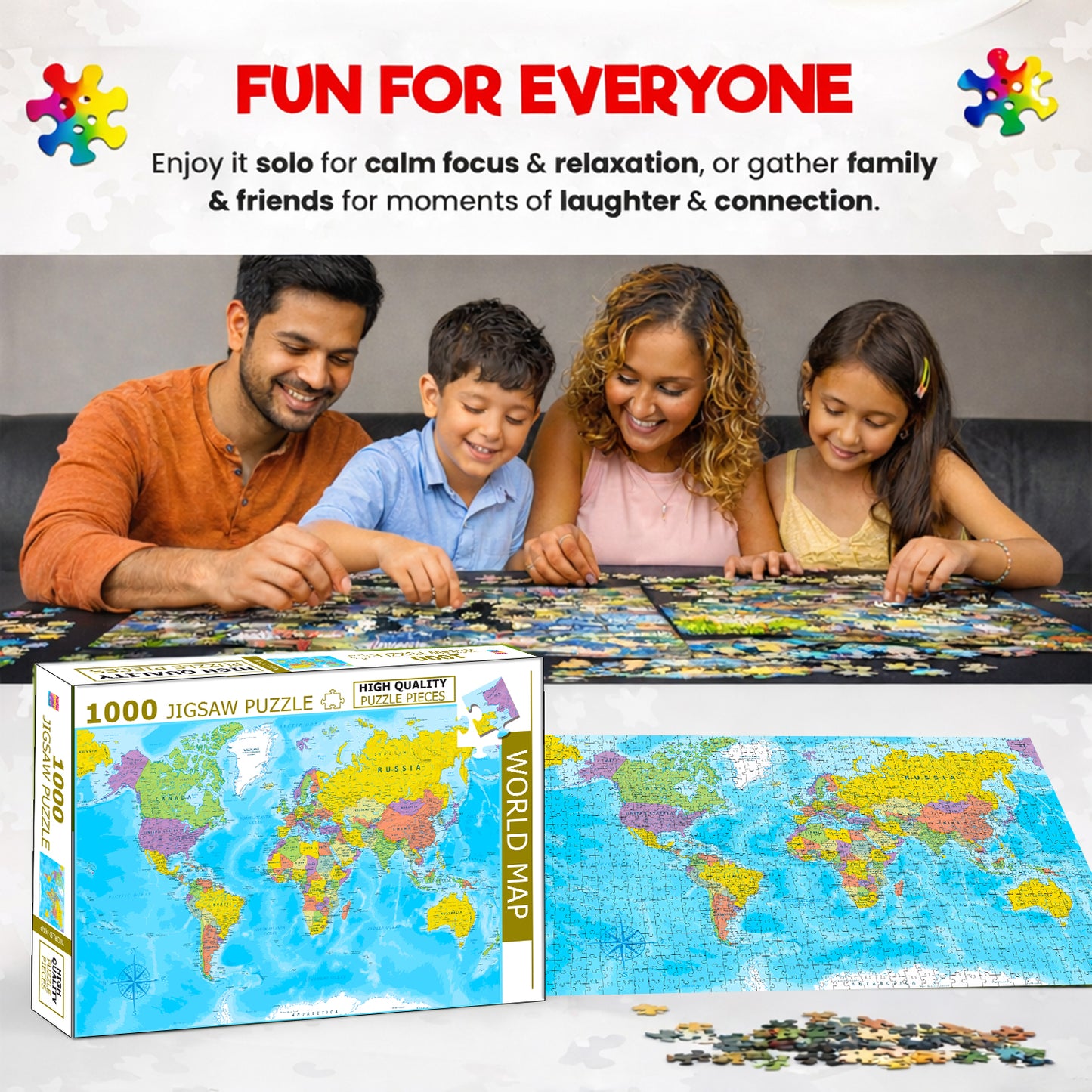 World Map Jigsaw Puzzle - Completed puzzle 70x50cm