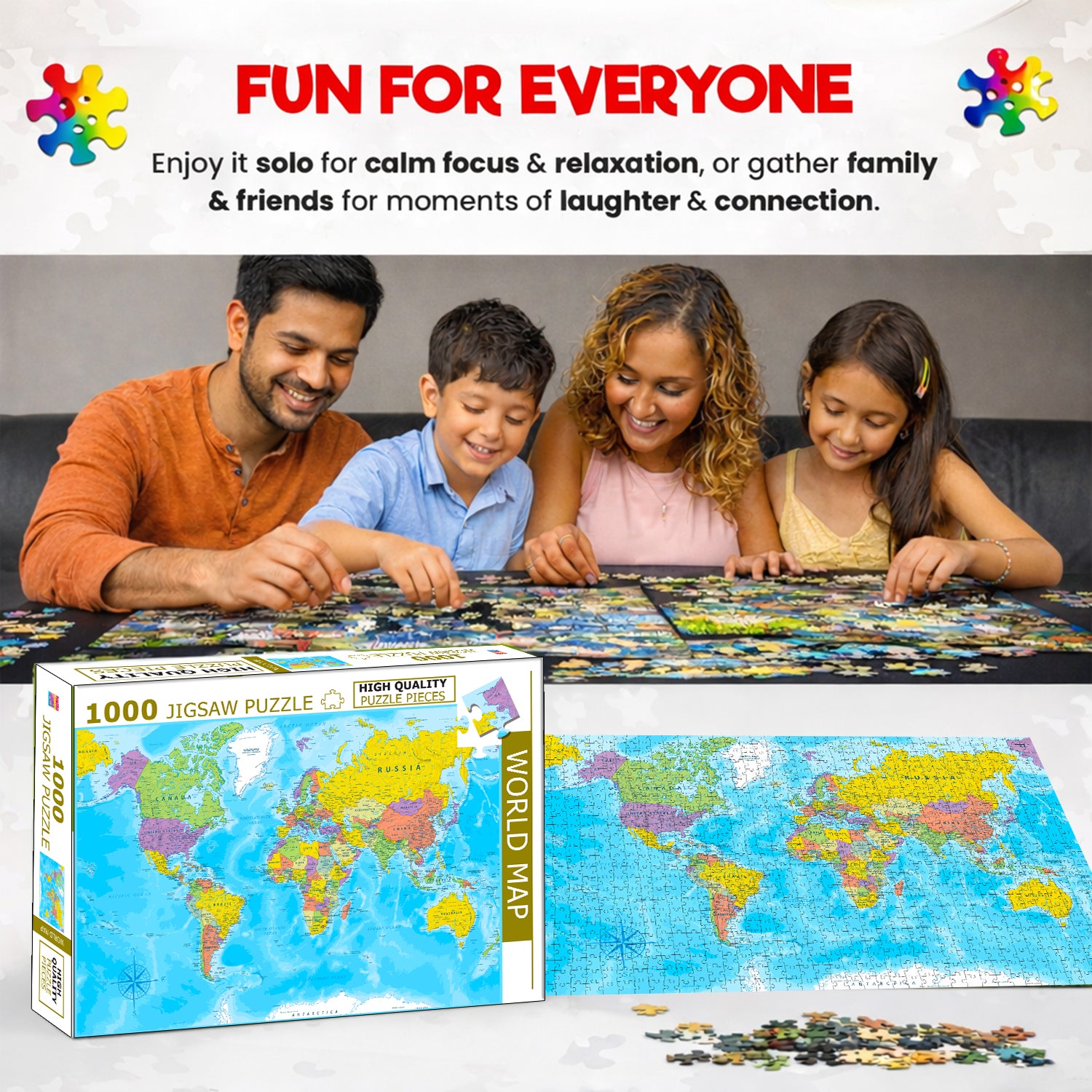 World Map Jigsaw Puzzle - Completed puzzle 70x50cm