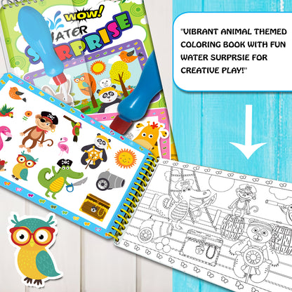 Wow Water Surprise – Animals | Reusable Water Magic Coloring Book for Kids | Mess-Free Animal Activity Book