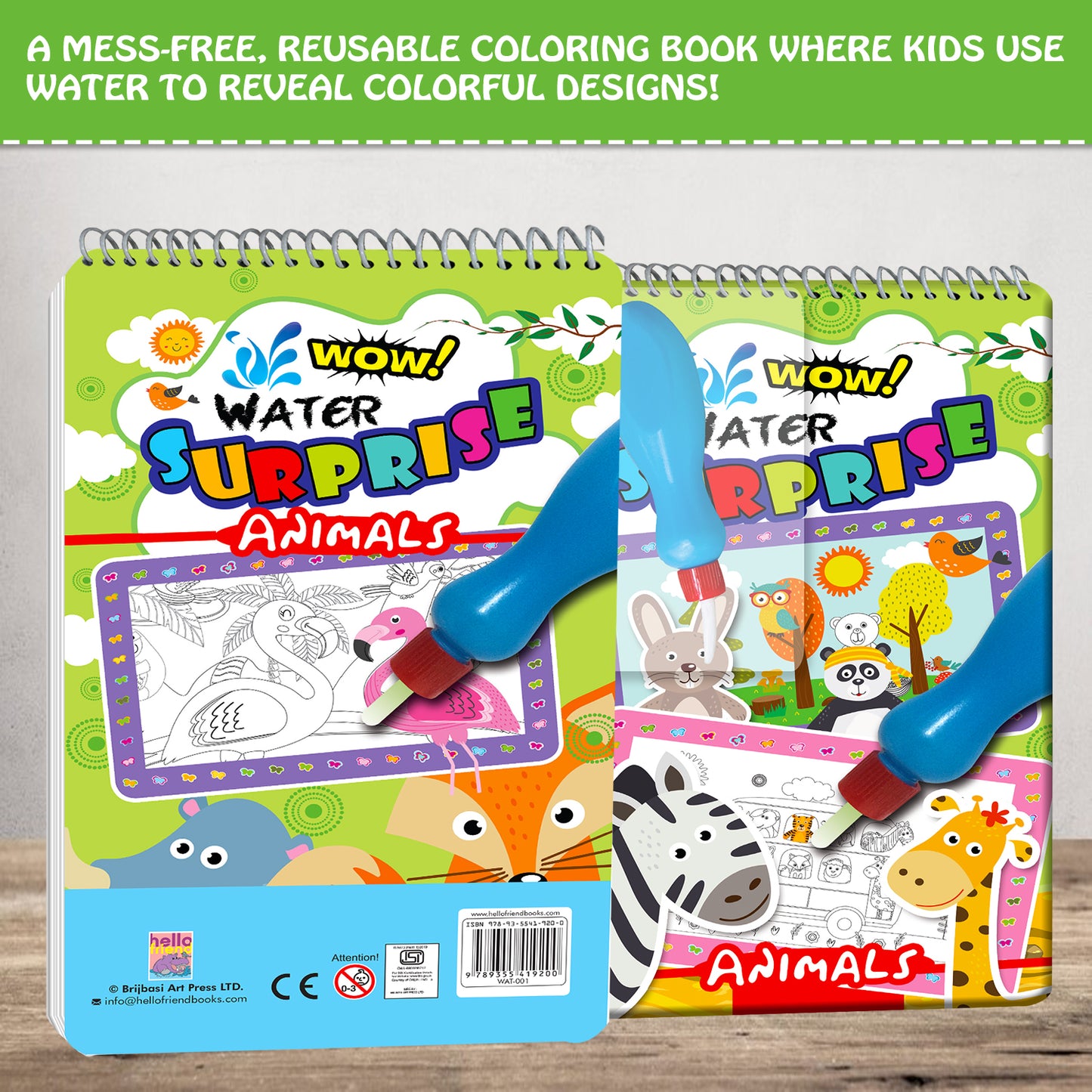 Wow Water Surprise – Animals | Reusable Water Magic Coloring Book for Kids | Mess-Free Animal Activity Book